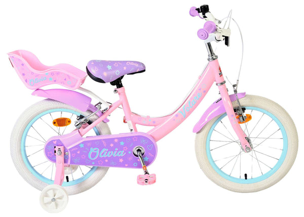 Volare Olivia Kinderfiets - Meisjes - 16 inch - Roze - Twee handremmen 16 inch