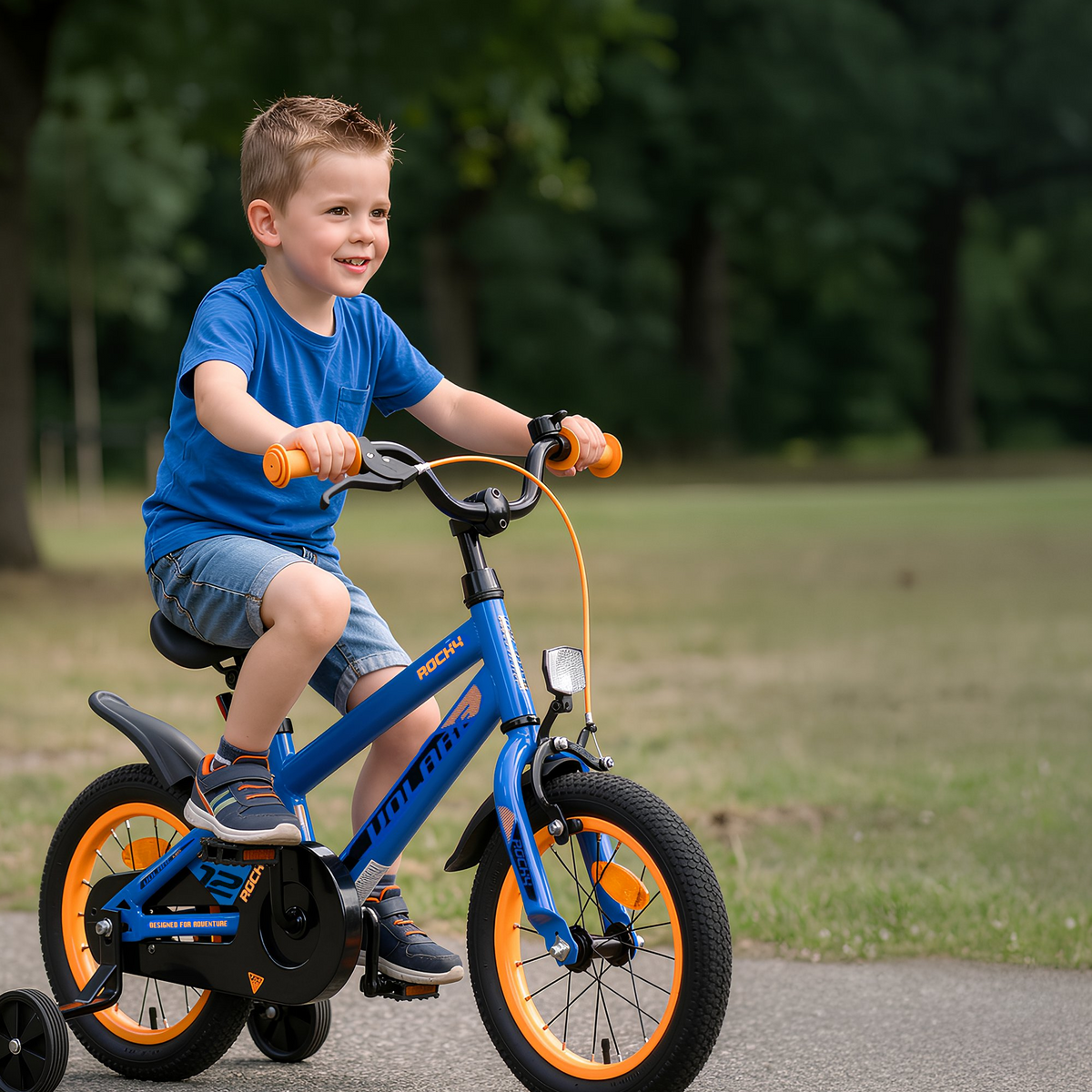 Volare Rocky Kinderfiets - Jongens - 12 inch - Blauw - Twee handremmen 12 inch (detail)
