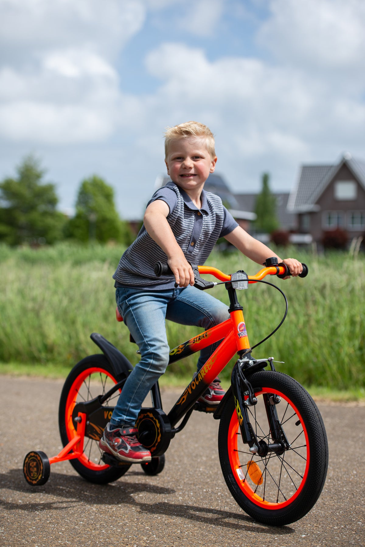Volare Strike Kinderfiets - Jongens - 16 inch - Groen - Twee handremmen 16 inch (detail)