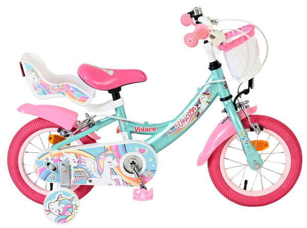 Volare Unicorn Kinderfiets - Meisjes - 12 inch - Groen - Twee handremmen 12 inch