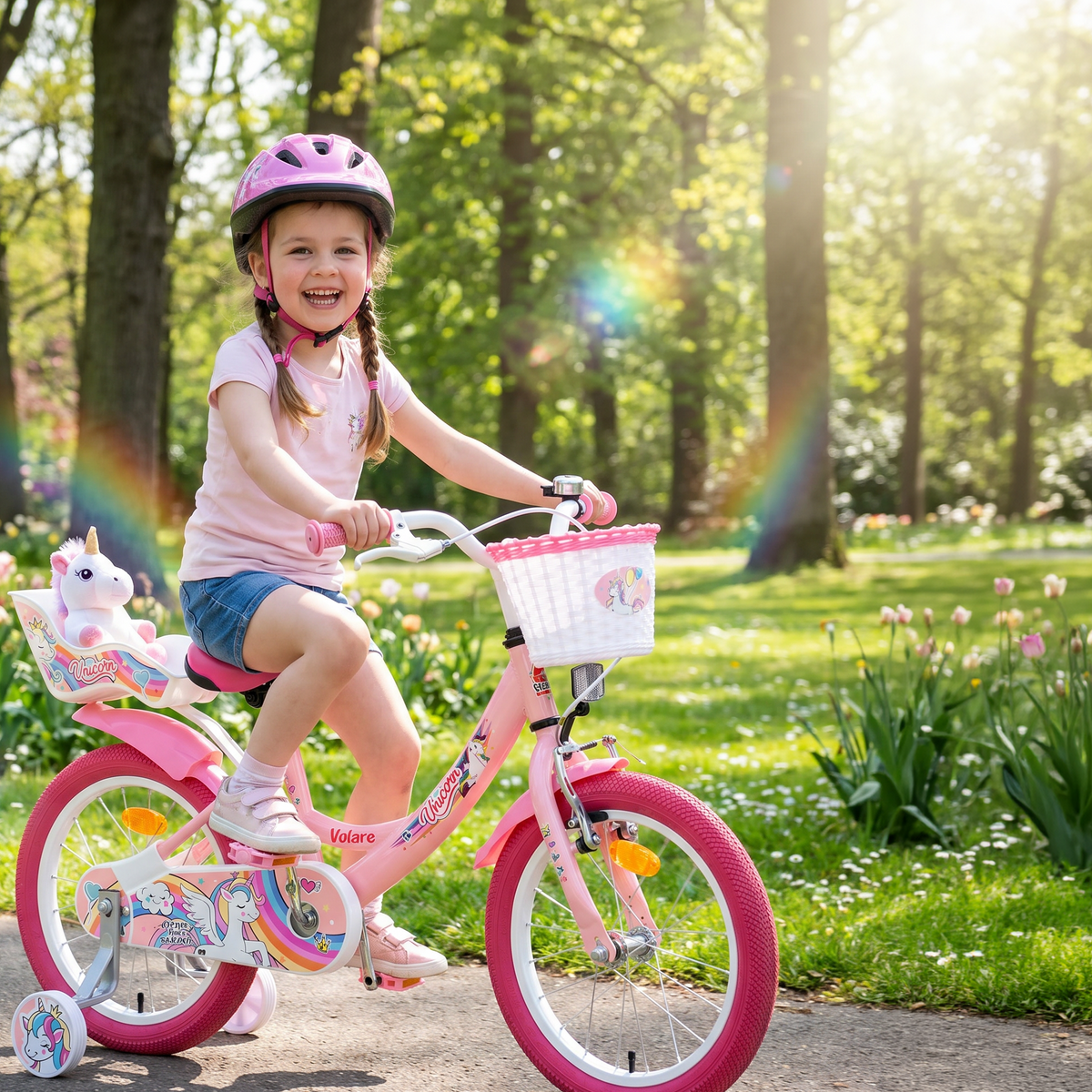 Volare Unicorn Kinderfiets - Meisjes - 16 inch - Groen - Twee handremmen 16 inch (detail)