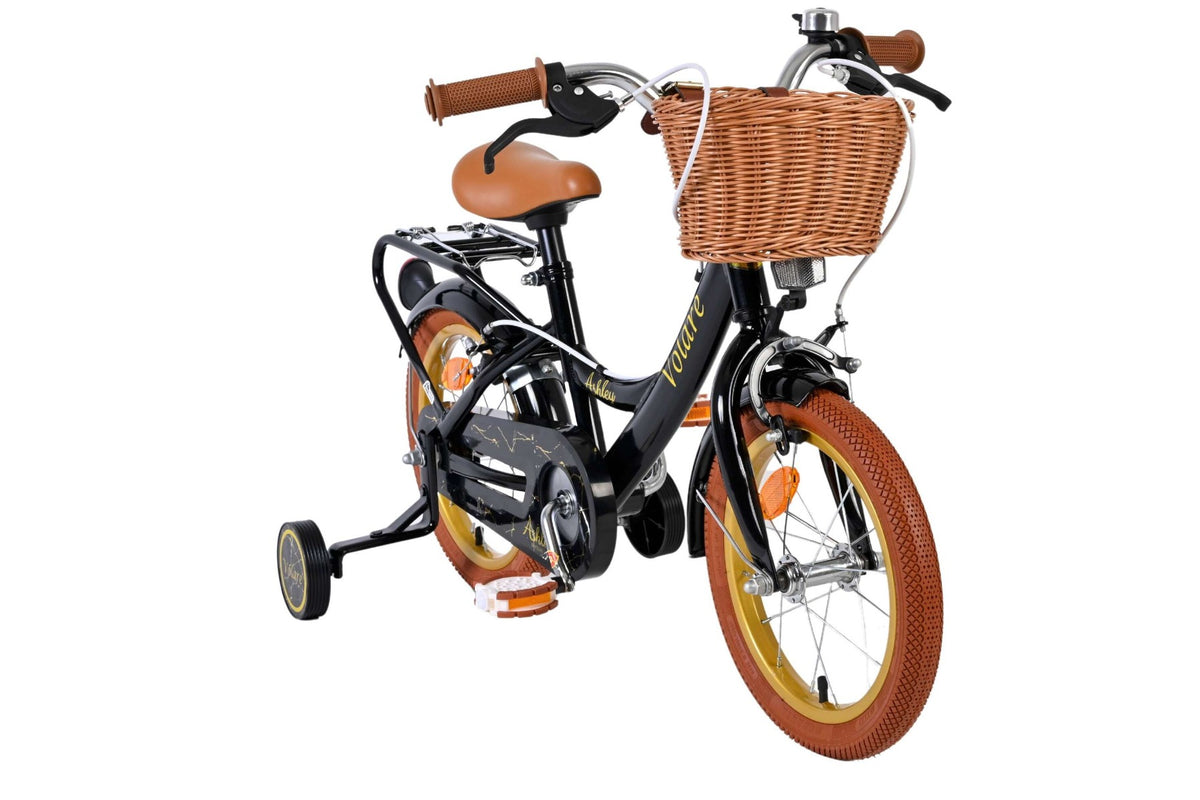 Volare Ashley Kinderfiets - Meisjes - 14 inch - Zwart - Twee Handremmen (detail)