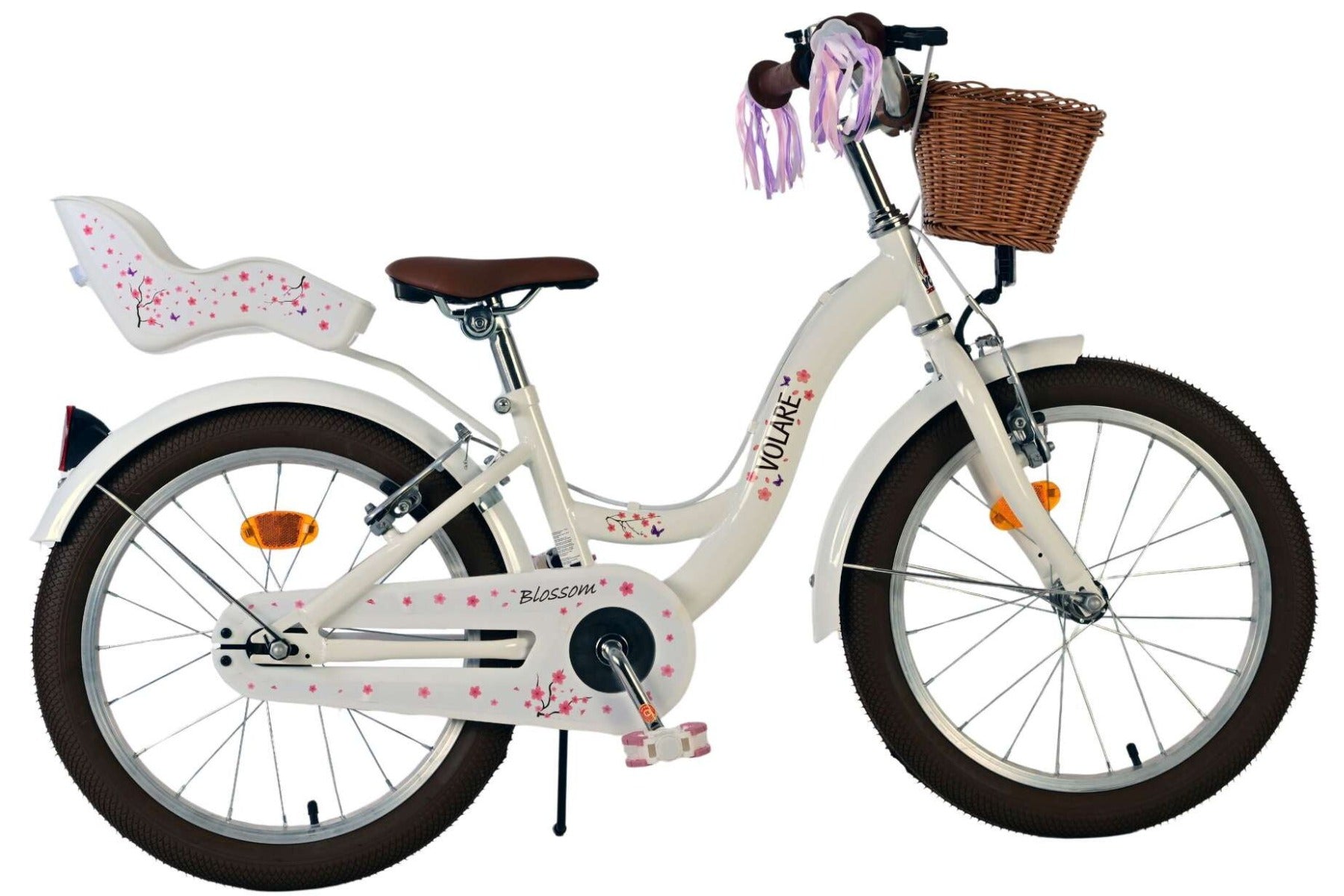 Volare Blossom Kinderfiets – Meisjes – 18 inch – Wit – 2 Handremmen