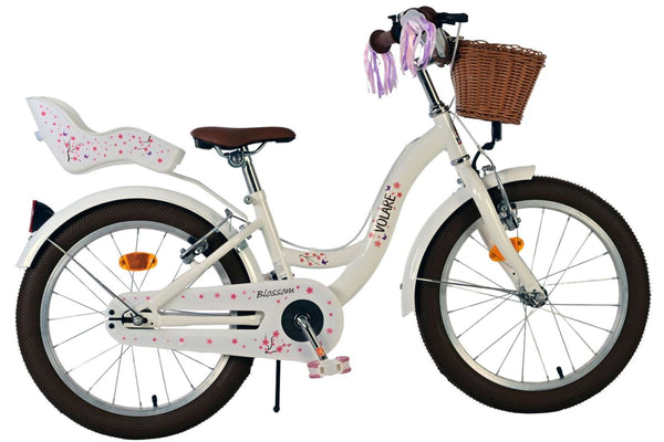 Volare Blossom Kinderfiets – Meisjes – 18 inch – Wit – 2 Handremmen