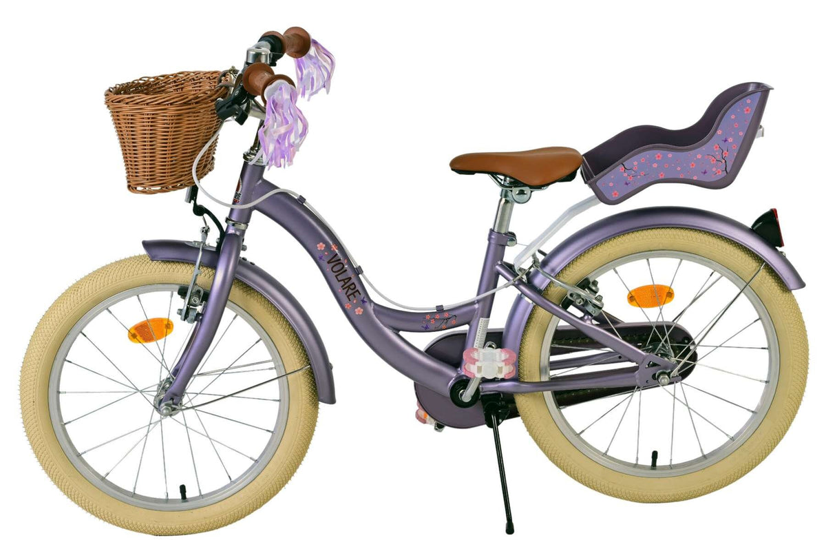 Volare Blossom Kinderfiets – Meisjes – 18 inch – Paars – 2 Handremmen (detail)