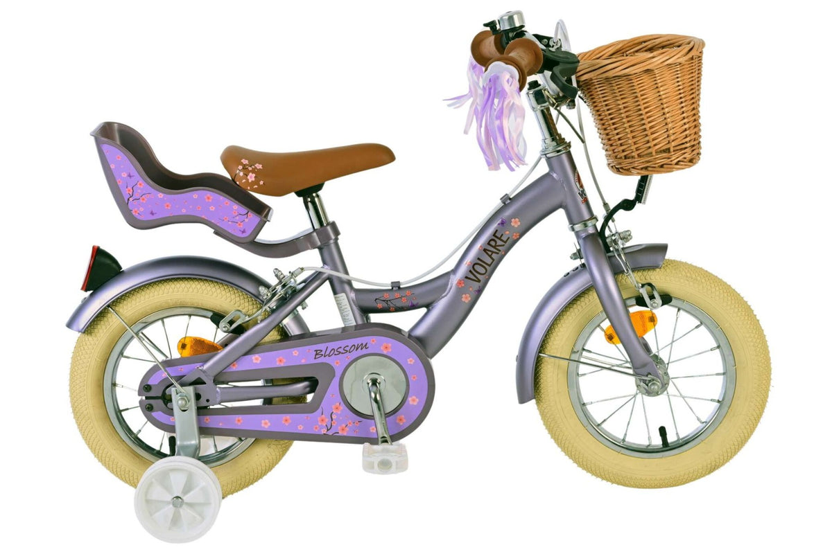 Volare Blossom Kinderfiets - Meisjes - 12 inch - Paars - Twee handremmen (detail)