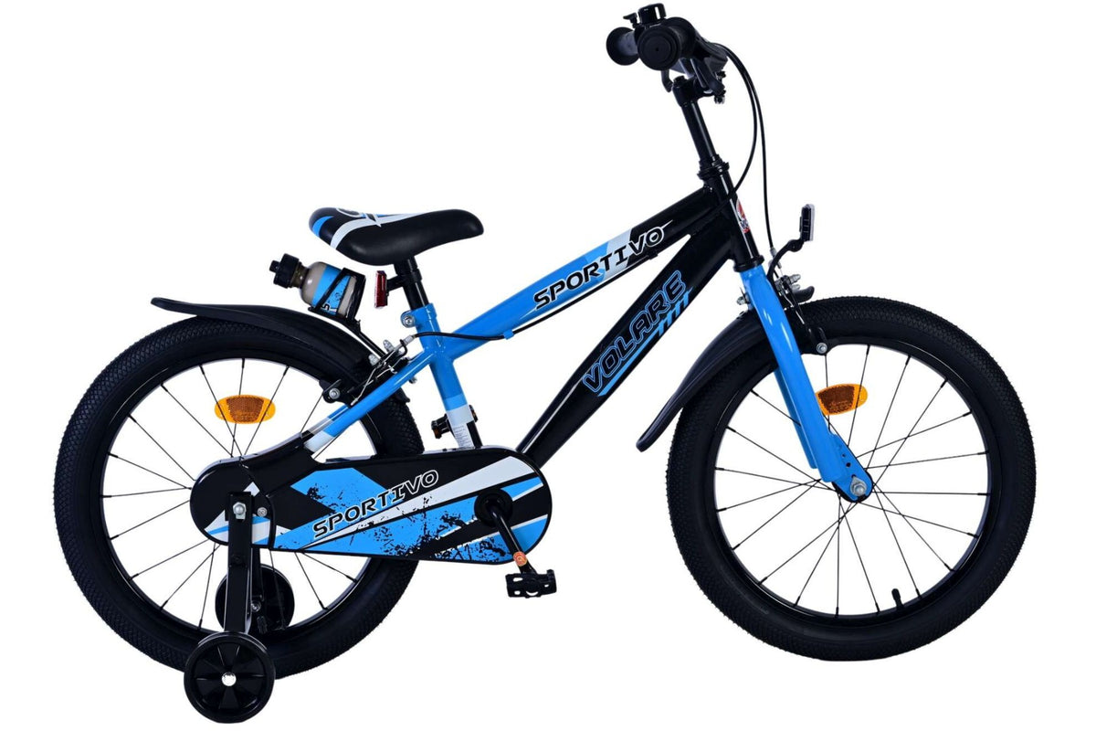 Volare Sportivo Kinderfiets – Jongens – 18 inch – Blauw Zwart – 2 Handremmen